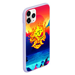 Чехол iPhone 11 Pro матовый Samurai fire logo japan, цвет: 3D-светло-сиреневый — фото 2