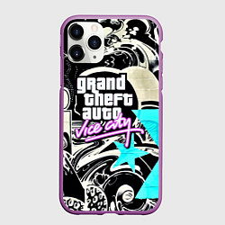 Чехол iPhone 11 Pro матовый GTA vice city grafiti, цвет: 3D-фиолетовый