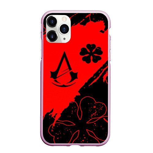 Чехол iPhone 11 Pro матовый Assassins Creed logo clewer / 3D-Розовый – фото 1