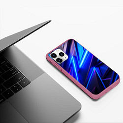 Чехол iPhone 11 Pro матовый Яркие неоновые геометрические линии, цвет: 3D-малиновый — фото 2