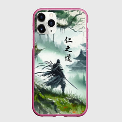 Чехол iPhone 11 Pro матовый Samurai - ghost of Tsushima, цвет: 3D-малиновый