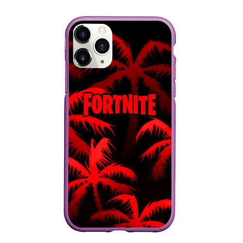 Чехол iPhone 11 Pro матовый Fortnite tropic red / 3D-Фиолетовый – фото 1