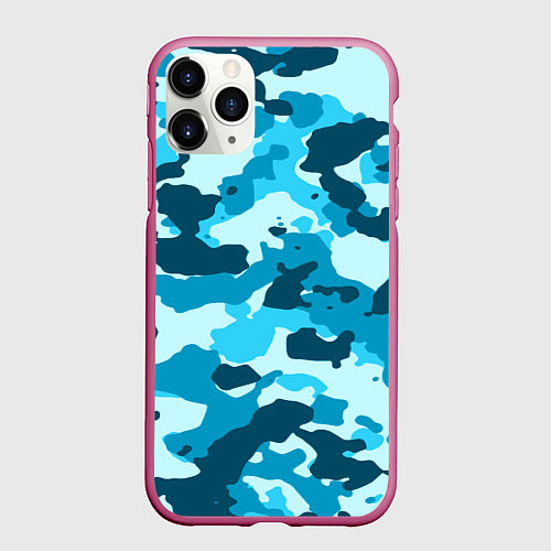 Чехол iPhone 11 Pro матовый Военная текстура камуфляжа / 3D-Малиновый – фото 1