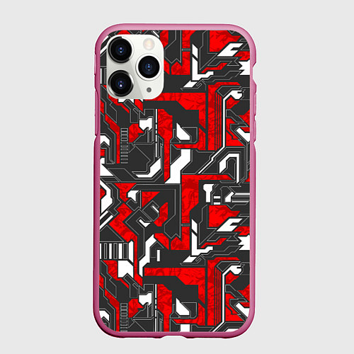 Чехол iPhone 11 Pro матовый Абстракция геометрический паттерн / 3D-Малиновый – фото 1