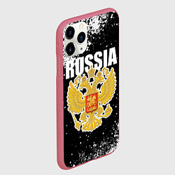 Чехол iPhone 11 Pro матовый Герб России - черно-белые пятна, цвет: 3D-малиновый — фото 2