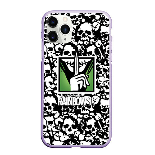 Чехол iPhone 11 Pro матовый Rainbow six pattern skull / 3D-Светло-сиреневый – фото 1