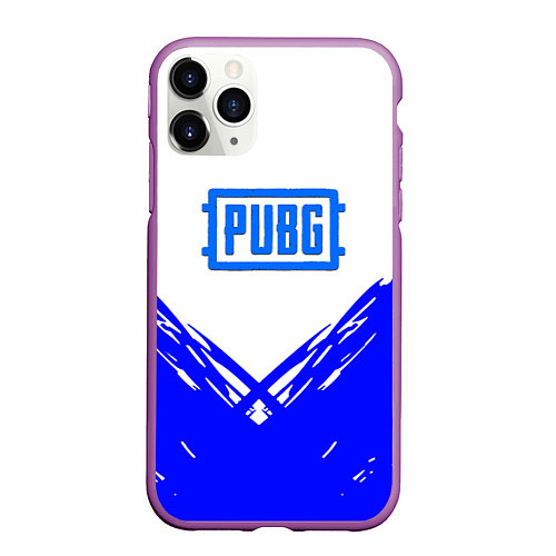 Чехол iPhone 11 Pro матовый PUBG синие краски / 3D-Фиолетовый – фото 1