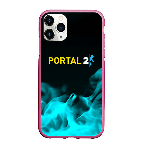 Чехол iPhone 11 Pro матовый Portal fire blue / 3D-Малиновый – фото 1