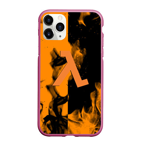 Чехол iPhone 11 Pro матовый Half life fire orange / 3D-Малиновый – фото 1