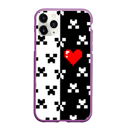 Чехол iPhone 11 Pro матовый Minecraft pattern love, цвет: 3D-фиолетовый