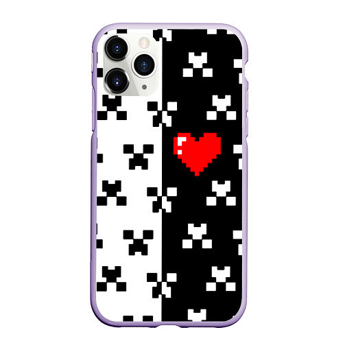 Чехол iPhone 11 Pro матовый Minecraft pattern love / 3D-Светло-сиреневый – фото 1