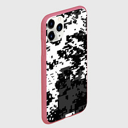 Чехол iPhone 11 Pro матовый Камуфляжные пиксели чёрно белый, цвет: 3D-малиновый — фото 2