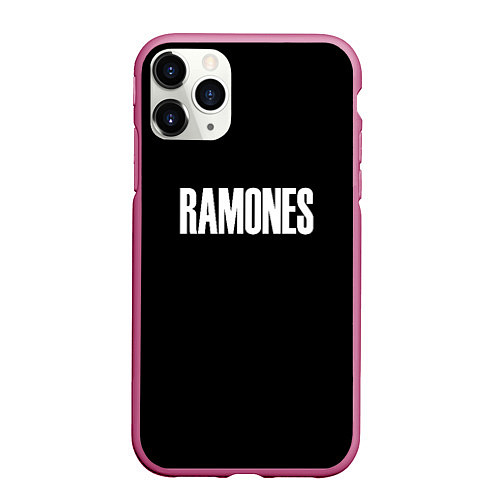 Чехол iPhone 11 Pro матовый Ramones white logo / 3D-Малиновый – фото 1