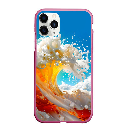 Чехол iPhone 11 Pro матовый Море пива - большая волна / 3D-Малиновый – фото 1