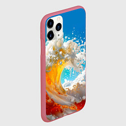 Чехол iPhone 11 Pro матовый Море пива - большая волна, цвет: 3D-малиновый — фото 2