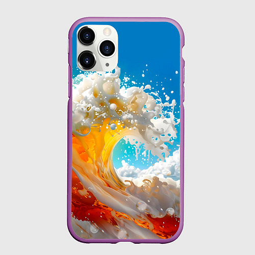 Чехол iPhone 11 Pro матовый Море пива - большая волна / 3D-Фиолетовый – фото 1