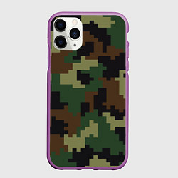 Чехол iPhone 11 Pro матовый Камуфляж хаки текстура, цвет: 3D-фиолетовый