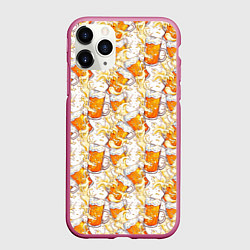 Чехол iPhone 11 Pro матовый Кружки с пивом, цвет: 3D-малиновый