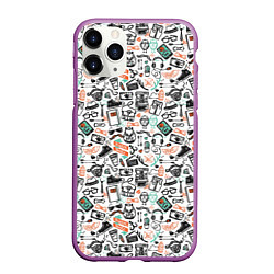 Чехол iPhone 11 Pro матовый Дудл хипстер, цвет: 3D-фиолетовый
