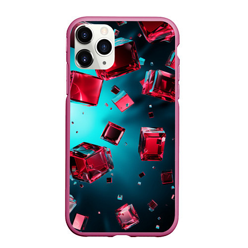 Чехол iPhone 11 Pro матовый Взрыв из камней / 3D-Малиновый – фото 1