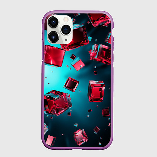 Чехол iPhone 11 Pro матовый Взрыв из камней / 3D-Фиолетовый – фото 1