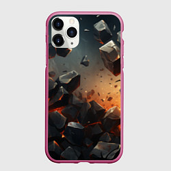 Чехол iPhone 11 Pro матовый Эпичный взрыв из камней, цвет: 3D-малиновый