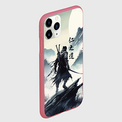 Чехол iPhone 11 Pro матовый Воин самурай - призрак Цусимы, цвет: 3D-малиновый — фото 2