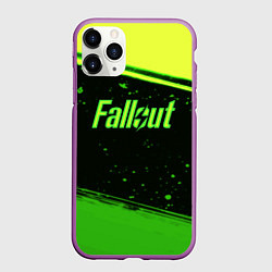 Чехол iPhone 11 Pro матовый Fallout toxic line, цвет: 3D-фиолетовый