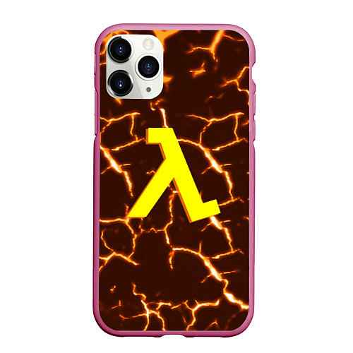 Чехол iPhone 11 Pro матовый Half life разломы блэк меса / 3D-Малиновый – фото 1