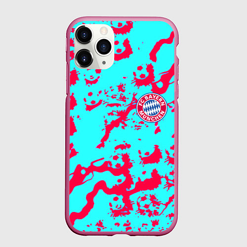Чехол iPhone 11 Pro матовый Бавария Мюнхен спорт текстура / 3D-Малиновый – фото 1