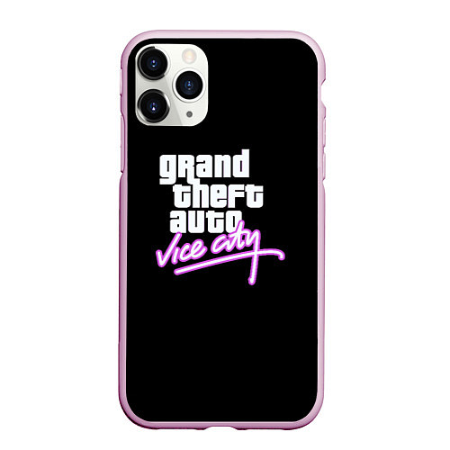 Чехол iPhone 11 Pro матовый GTA vice city logo / 3D-Розовый – фото 1