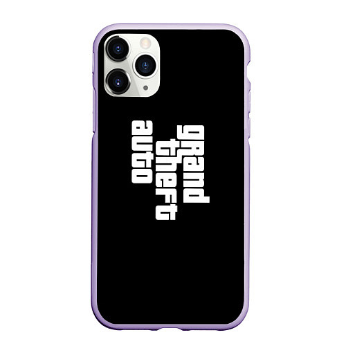 Чехол iPhone 11 Pro матовый Grand theft auto logo / 3D-Светло-сиреневый – фото 1