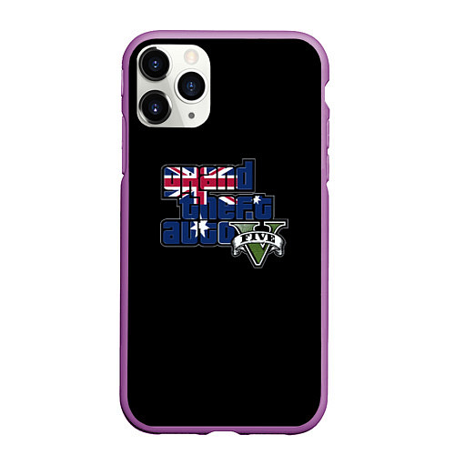 Чехол iPhone 11 Pro матовый GTA 5 London / 3D-Фиолетовый – фото 1