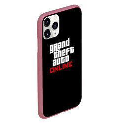 Чехол iPhone 11 Pro матовый GTA online logo, цвет: 3D-малиновый — фото 2