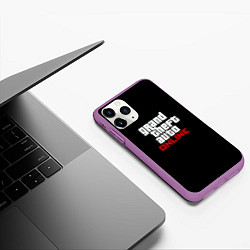 Чехол iPhone 11 Pro матовый GTA online logo, цвет: 3D-фиолетовый — фото 2