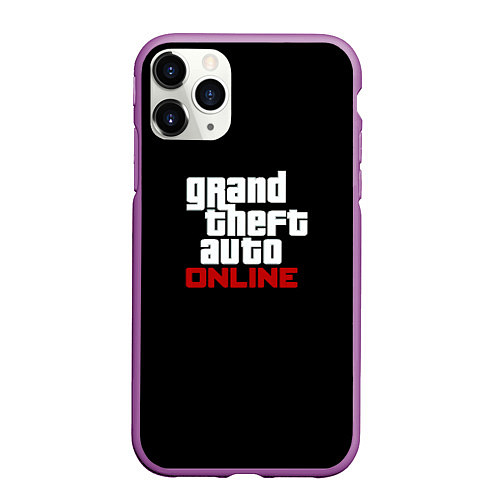 Чехол iPhone 11 Pro матовый GTA online logo / 3D-Фиолетовый – фото 1