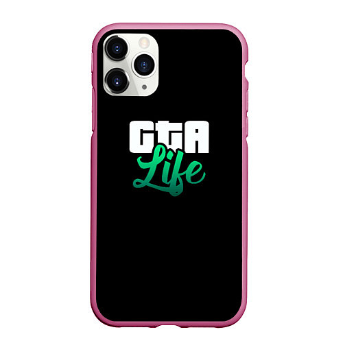 Чехол iPhone 11 Pro матовый GTA life logo / 3D-Малиновый – фото 1