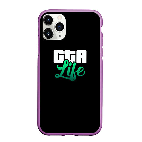 Чехол iPhone 11 Pro матовый GTA life logo / 3D-Фиолетовый – фото 1