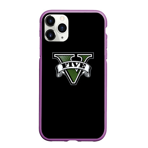 Чехол iPhone 11 Pro матовый GTA5 logo game / 3D-Фиолетовый – фото 1