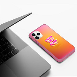 Чехол iPhone 11 Pro матовый Kiss my piss, bitch, цвет: 3D-малиновый — фото 2