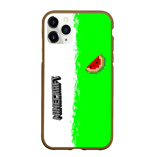 Чехол iPhone 11 Pro матовый Minecraft colors green game / 3D-Коричневый – фото 1