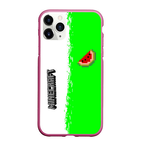 Чехол iPhone 11 Pro матовый Minecraft colors green game / 3D-Малиновый – фото 1