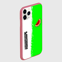 Чехол iPhone 11 Pro матовый Minecraft colors green game, цвет: 3D-малиновый — фото 2