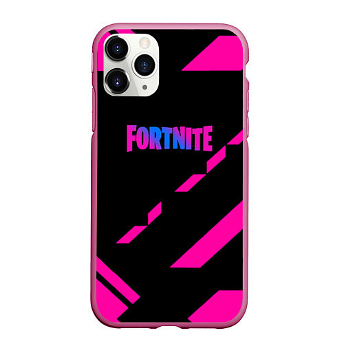 Чехол iPhone 11 Pro матовый Fortnite geometry pink / 3D-Малиновый – фото 1