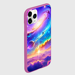 Чехол iPhone 11 Pro матовый Космос в неоновых тонах, цвет: 3D-фиолетовый — фото 2