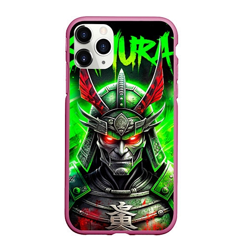 Чехол iPhone 11 Pro матовый Samurai green / 3D-Малиновый – фото 1