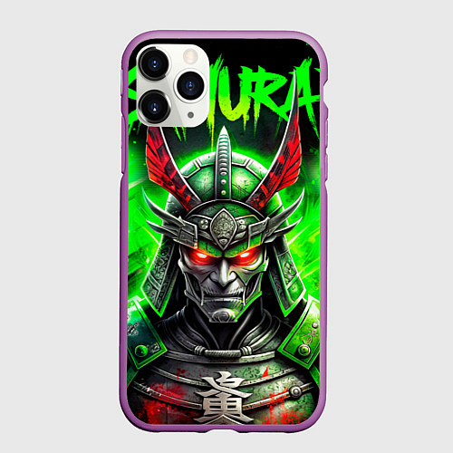 Чехол iPhone 11 Pro матовый Samurai green / 3D-Фиолетовый – фото 1