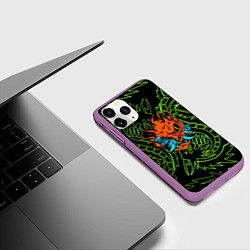 Чехол iPhone 11 Pro матовый Samurai dragon steel logo, цвет: 3D-фиолетовый — фото 2