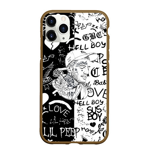 Чехол iPhone 11 Pro матовый Lii Peep pattern rap / 3D-Коричневый – фото 1