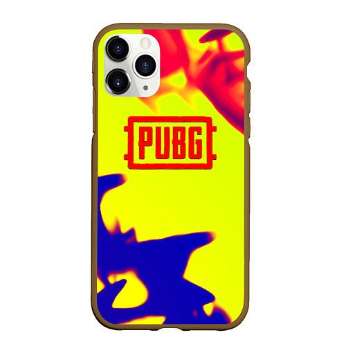 Чехол iPhone 11 Pro матовый PUBG neon flame / 3D-Коричневый – фото 1